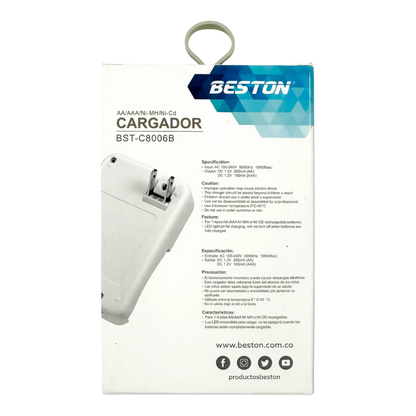 CARGADOR PILAS AAAx4 RANURAS (INCLUYE 4 PILAS RECARGABLES DE 1100mAh)