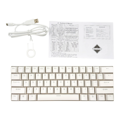 Teclado mecánico para juegos T-Wolf T60 60% RGB con cable BLANCO