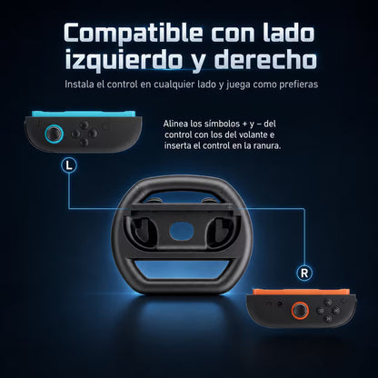 Volante para Joy-Con Nintendo Switch 2 - Pack x2 L+R Simulador Conducción Carreras