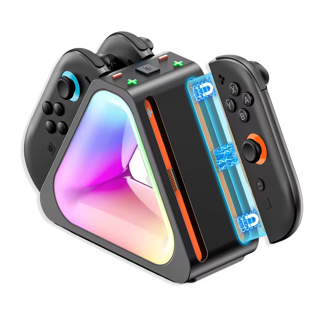 Base de Carga Joy-Con 4en1 RGB Nintendo Switch 2 – Charging Dock Triangular | USB-C