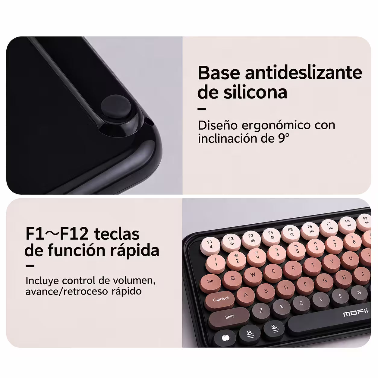 Teclado Inalámbrico Mofii Anni - Degradado Verde | 84 Teclas Redondas | Triple Conexión BT+2.4G | Osito Magnético