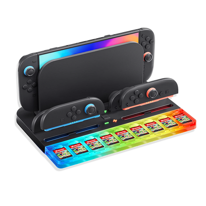Base de Carga y Almacenamiento Nintendo Switch 2 - 4 Joy-Con RGB 9 Tarjetas USB-C All-in-One