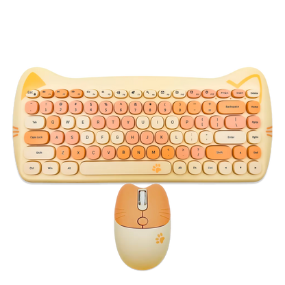 COMBO TECLADO Y MOUSE GEEZER | DISEÑO DE GATO COMPACTO HABANO