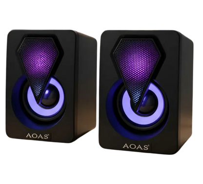 Parlantes AOAS E-004 RGB – 5W x2 | USB + Auxiliar 3.5mm | Control de Volumen