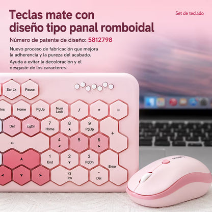 Combo Teclado y Mouse MOFII Honey — Rosado | Inalámbrico 2.4G 1200 DPI Membrana