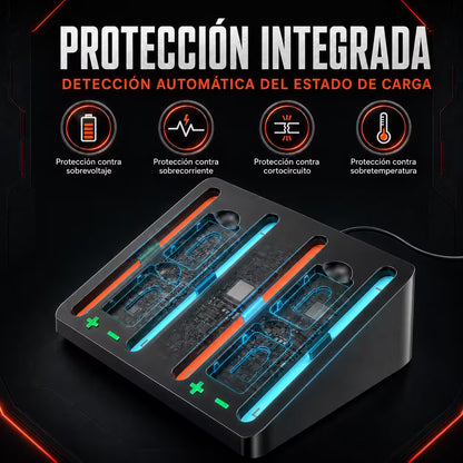 Base de Carga Joy-Con Nintendo Switch 2 – 4 Mandos Simultáneos | LED Bicolor | USB-C | Slot Tarjeta