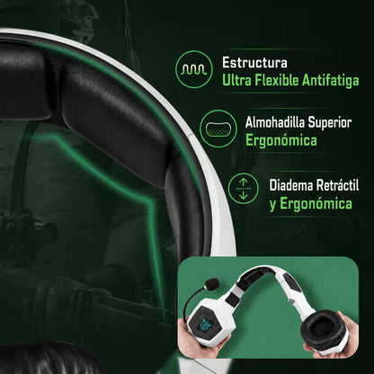 Diadema Gamer ONIKUMA K8 LED RGB Blanca - Micrófono 360°