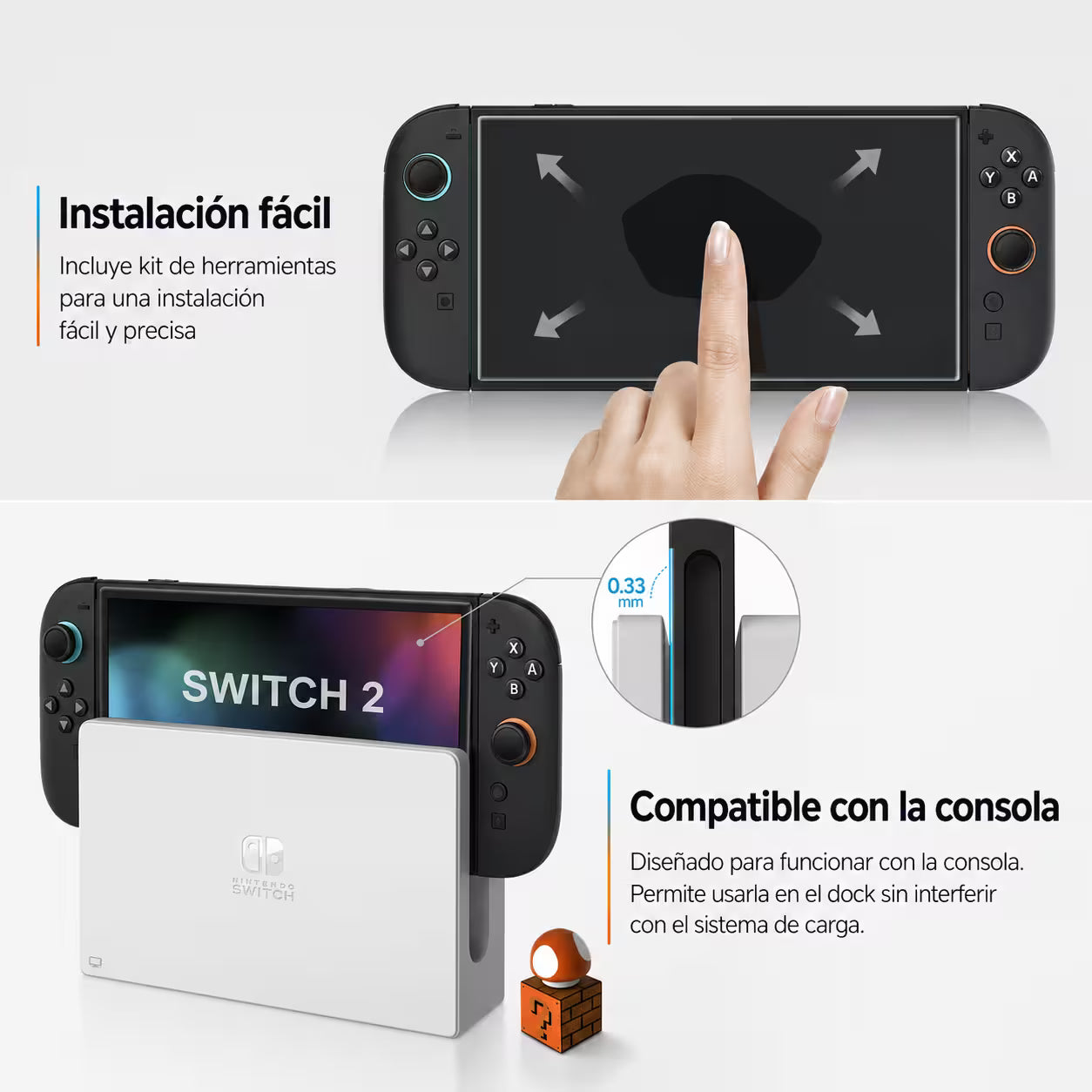 Vidrio Templado Nintendo Switch 2 – Protección 9H HD 99%