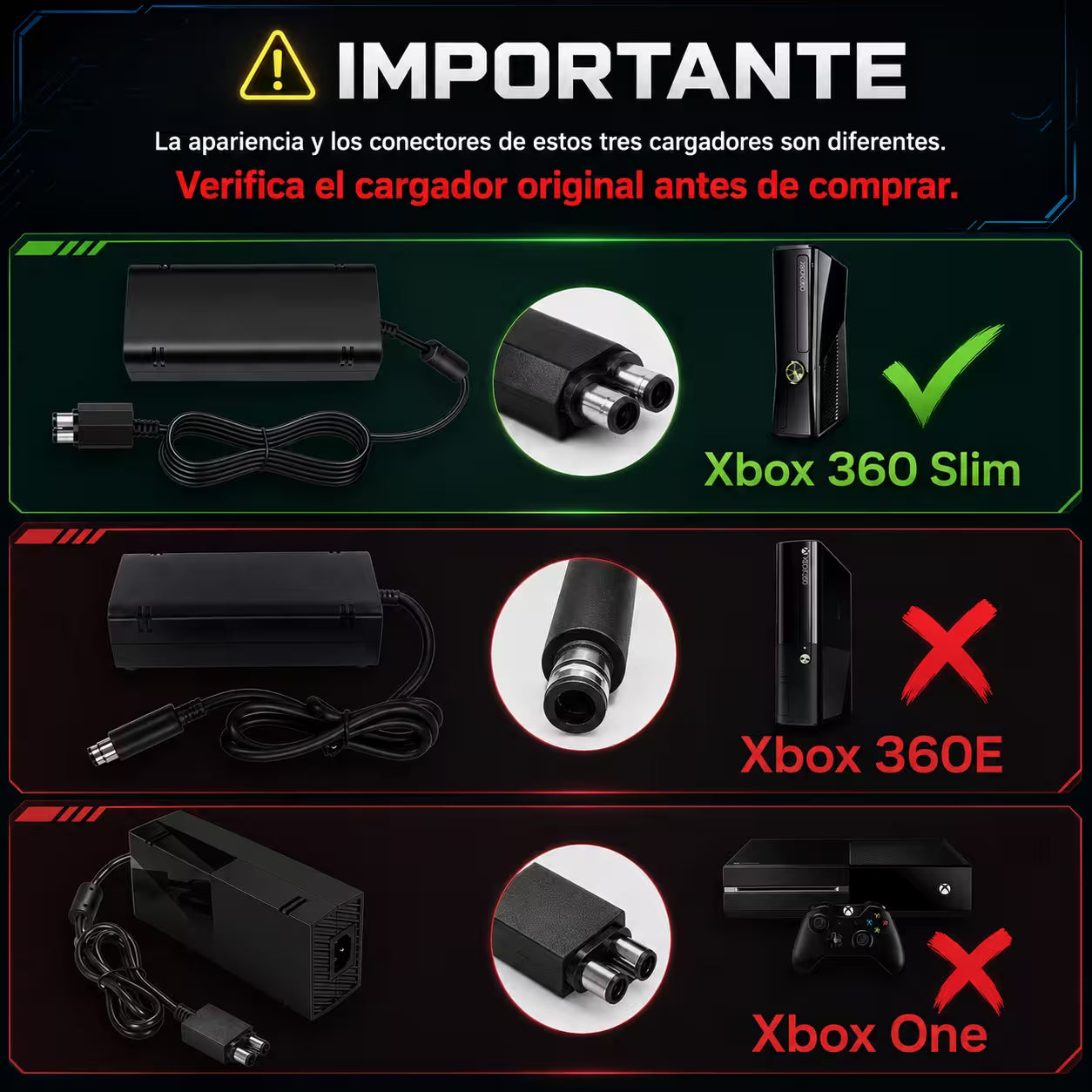 Fuente de Poder Genérica Xbox 360 Slim | Voltaje Automático Indicador LED