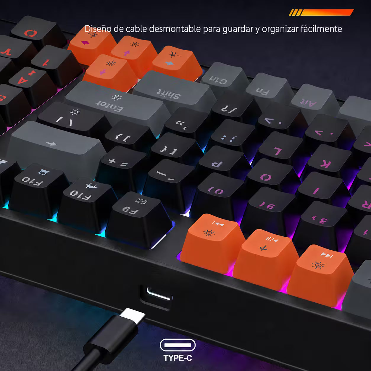 Teclado Mecánico Weibo WB-666 Negro – Switches Red | 97 Teclas | Iluminación Dinámica | Cable