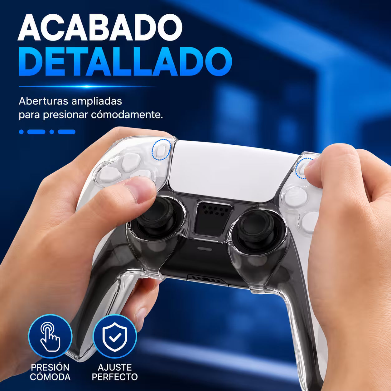 Carcasa Protectora Rígida Acrílico Control PS5 DualSense | Transparente Anti-Rañaduras