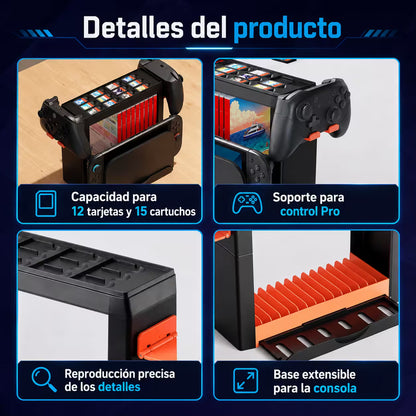 Base Vertical Organizadora DOBE para Nintendo Switch, OLED y 2 — Modelo TNS-19051