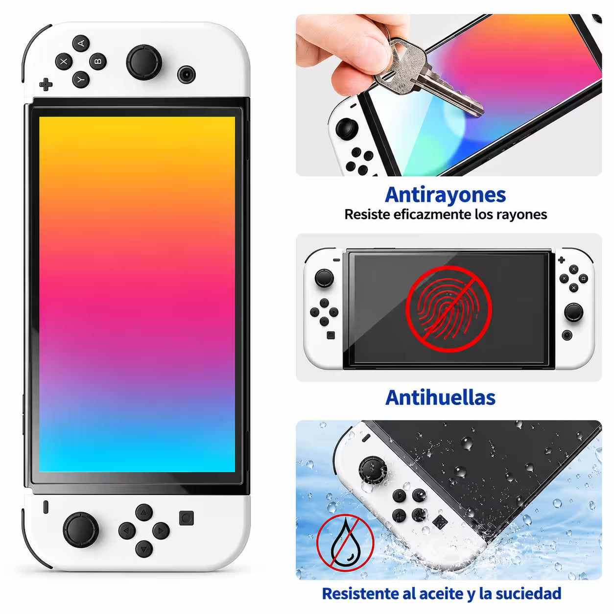 Vidrio Templado Nintendo Switch OLED – Protección 9H HD 99%