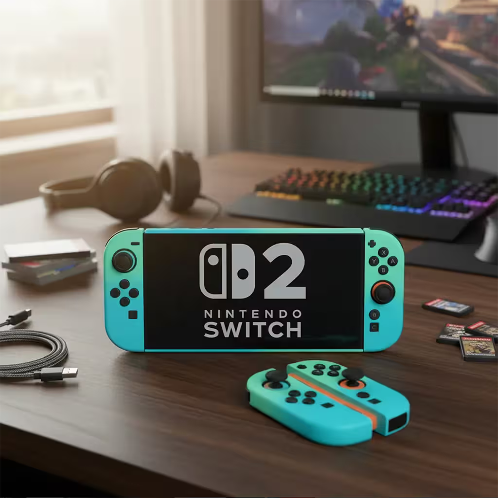 Carcasa Acrílica Nintendo Switch 2 – Degradado Verde Menta & Azul | Split Design