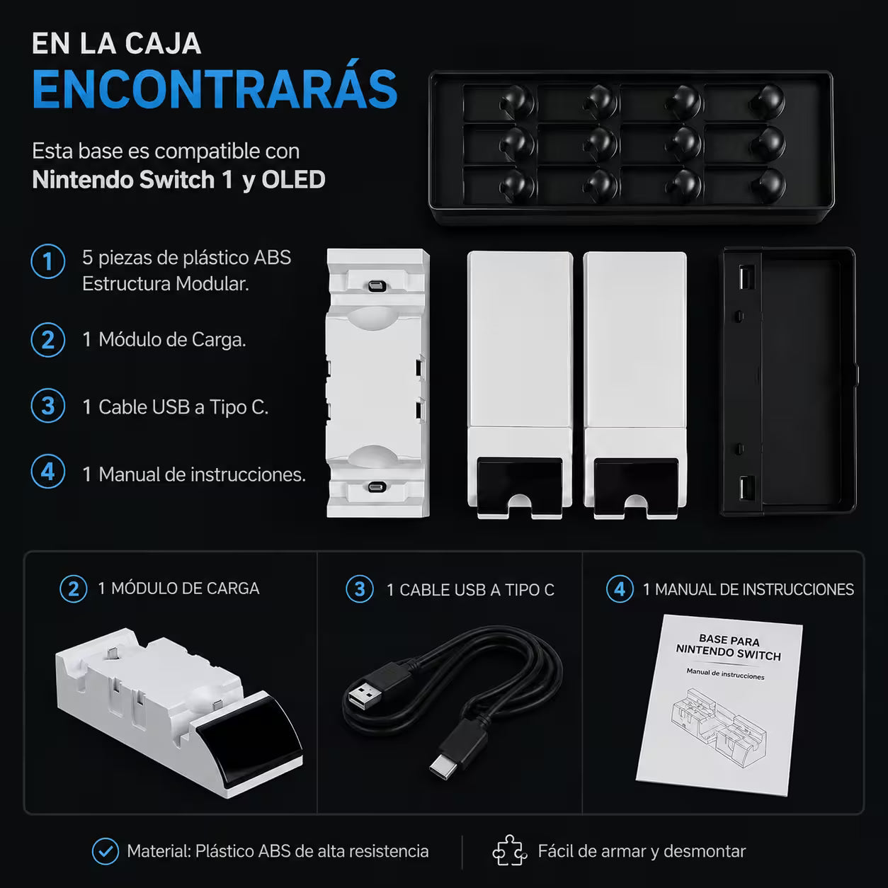 Base Multifuncional de Carga y Soporte Nintendo Switch - DOBE | USB-C Ventilador