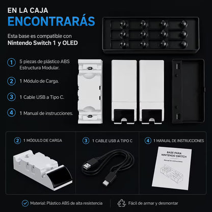Base Multifuncional de Carga y Soporte Nintendo Switch - DOBE | USB-C Ventilador