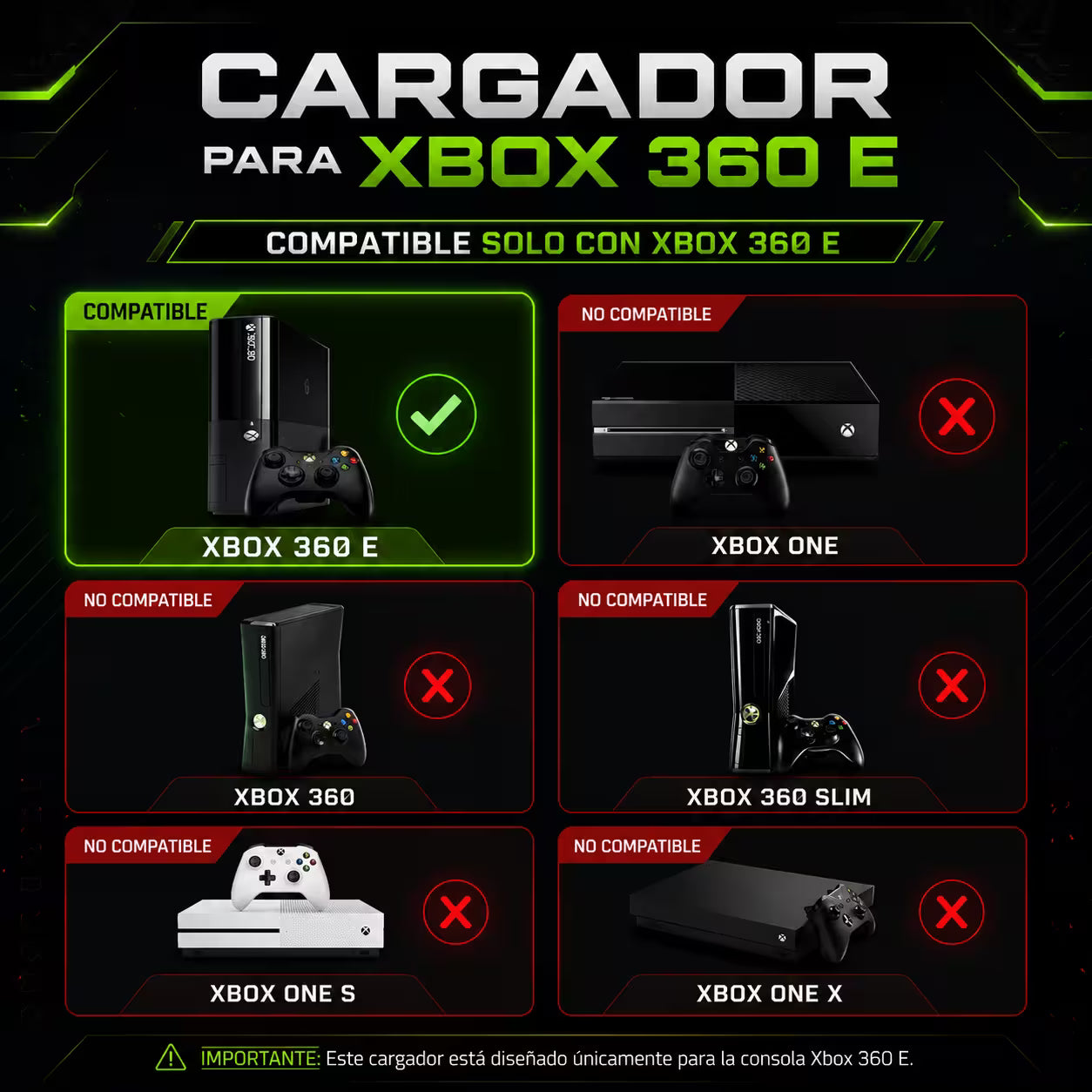 Fuente de Poder Genérica Xbox 360 Super Slim | Voltaje Automático Indicador LED