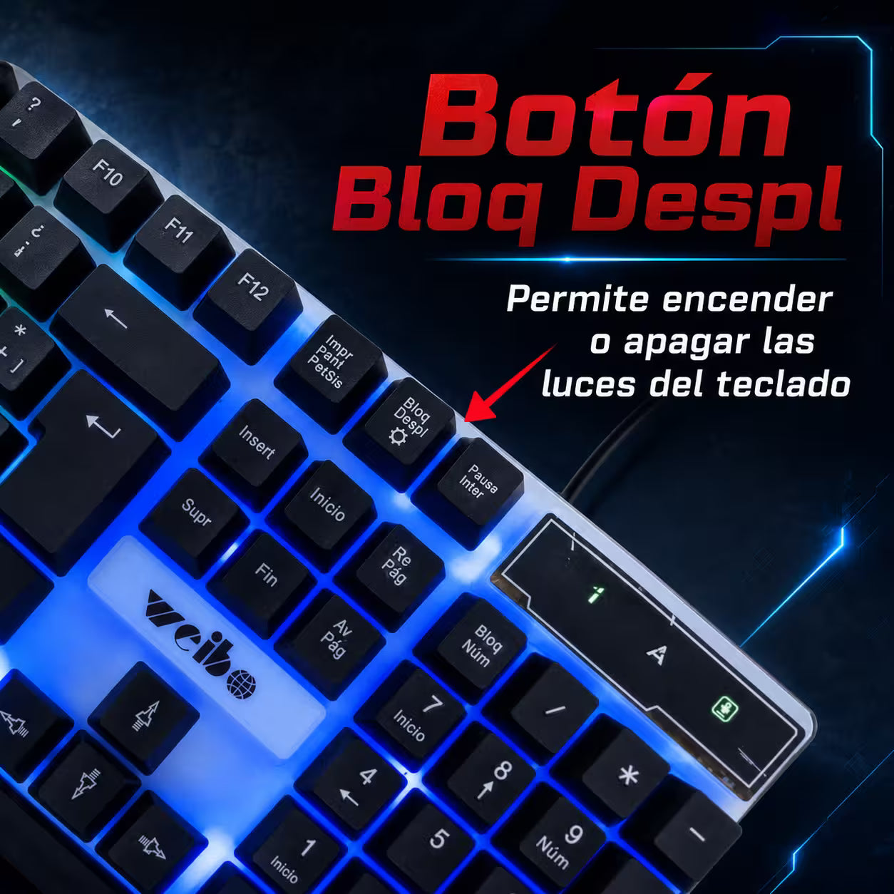 Combo Teclado y Mouse Gamer WB-550 RGB - Membrana 104 Teclas Anti-Ghost USB