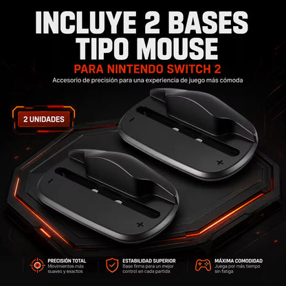 Soporte Joy-Con Tipo Mouse Nintendo Switch 2 - Pack 2 Unidades Magnético Teflón PTFE