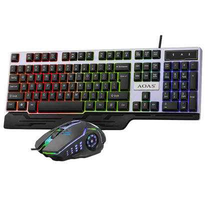Combo Teclado y Mouse Gamer WB-550 RGB - Membrana 104 Teclas Anti-Ghost USB