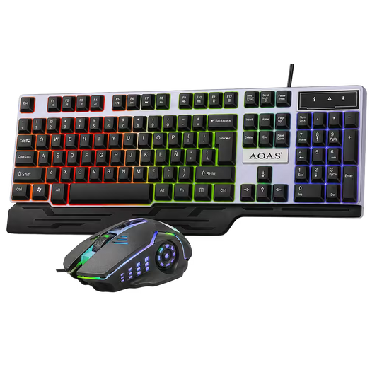 Combo Teclado y Mouse Gamer WB-550 RGB - Membrana 104 Teclas Anti-Ghost USB