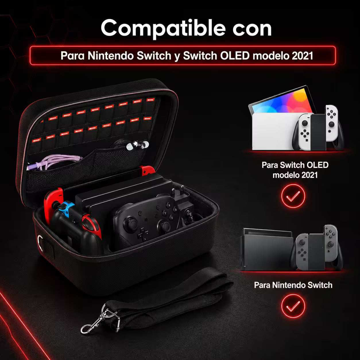 Maleta Viajera Nintendo Switch 1, OLED — Gran Almacenamiento | EVA + Nailon