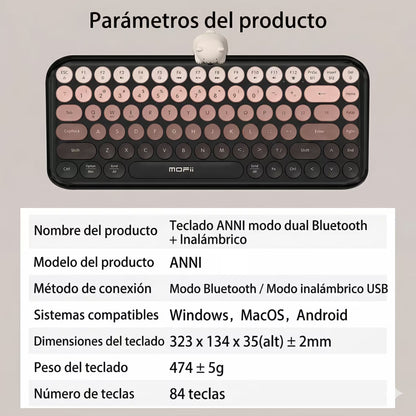 Teclado Inalámbrico Mofii Anni - Degradado Verde | 84 Teclas Redondas | Triple Conexión BT+2.4G | Osito Magnético