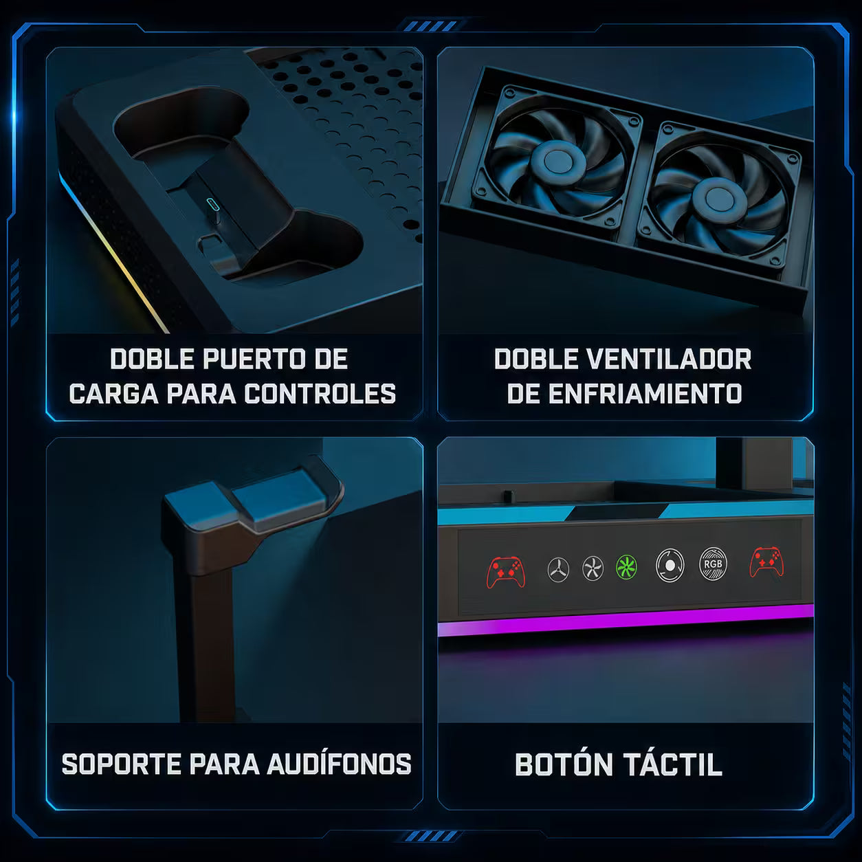 Base Refrigerante Multifuncional DOBE Xbox Series X/S | RGB Carga Dual Organización