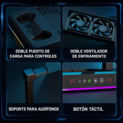 Base Refrigerante Multifuncional DOBE Xbox Series X/S | RGB Carga Dual Organización