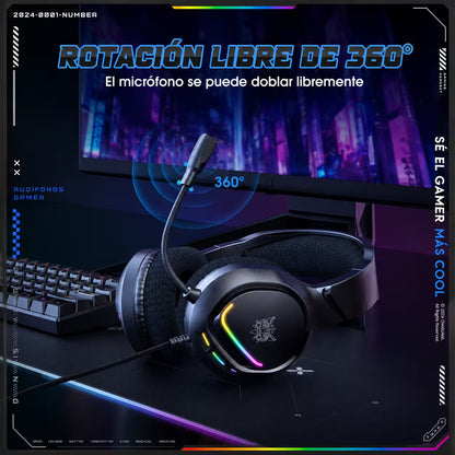 Diadema Gamer ONIKUMA X31 RGB Negra – Drivers 50mm | Mic Flexible 360° | Cable 2.1m
