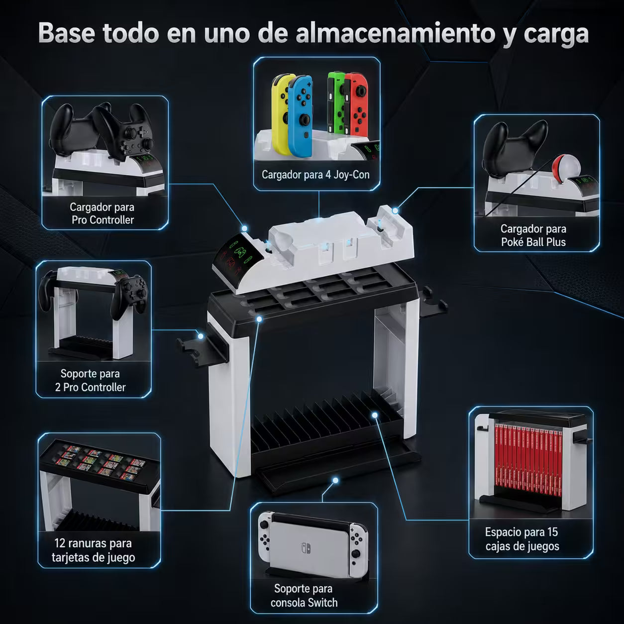 Base Multifuncional de Carga y Soporte Nintendo Switch - DOBE | USB-C Ventilador