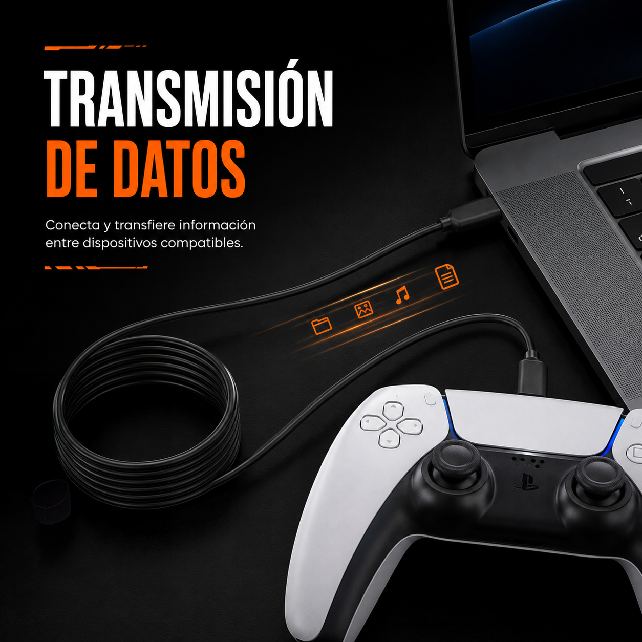 Cable USB-A a USB-C DOBE 2m – Carga + Datos | PS5 | Xbox Series X/S | Nintendo Switch | Móviles