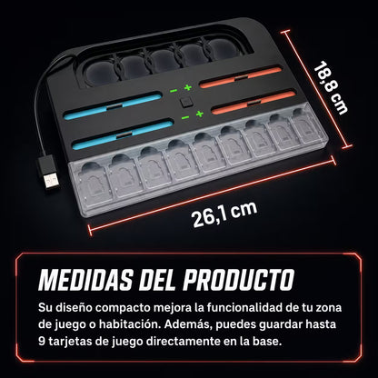 Base de Carga y Almacenamiento All-in-One Nintendo Switch 2 – RGB 7 Modos | 4 Joy-Con | 9 Tarjetas | USB