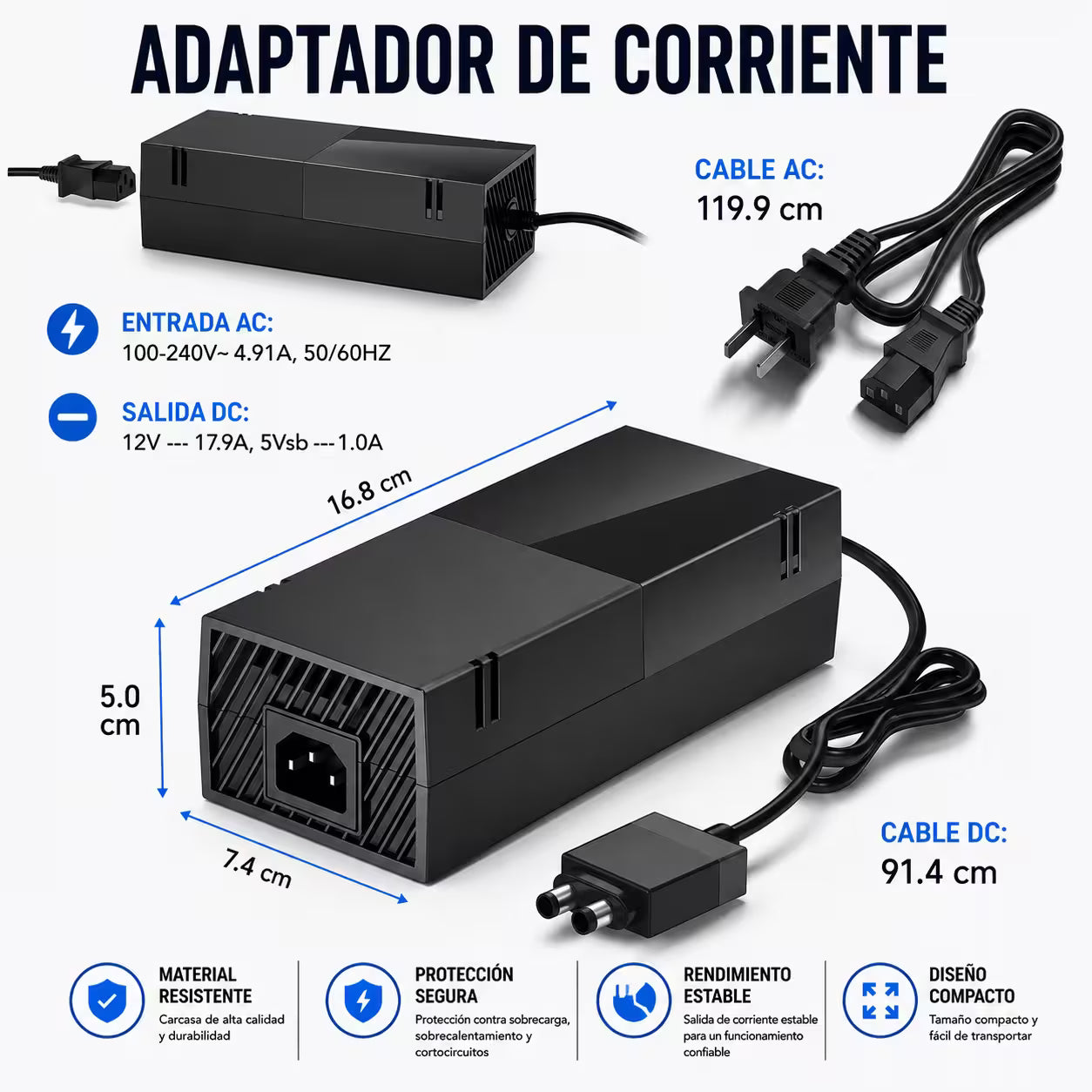 Fuente de Poder Genérica Xbox One FAT | Voltaje Automático Indicador LED 100-127V