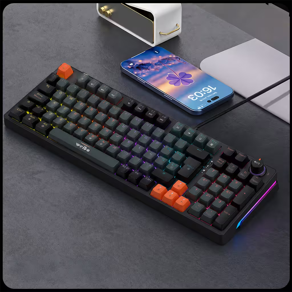 Teclado Mecánico Weibo WB-666 Gris - vista 5 teclado gamer