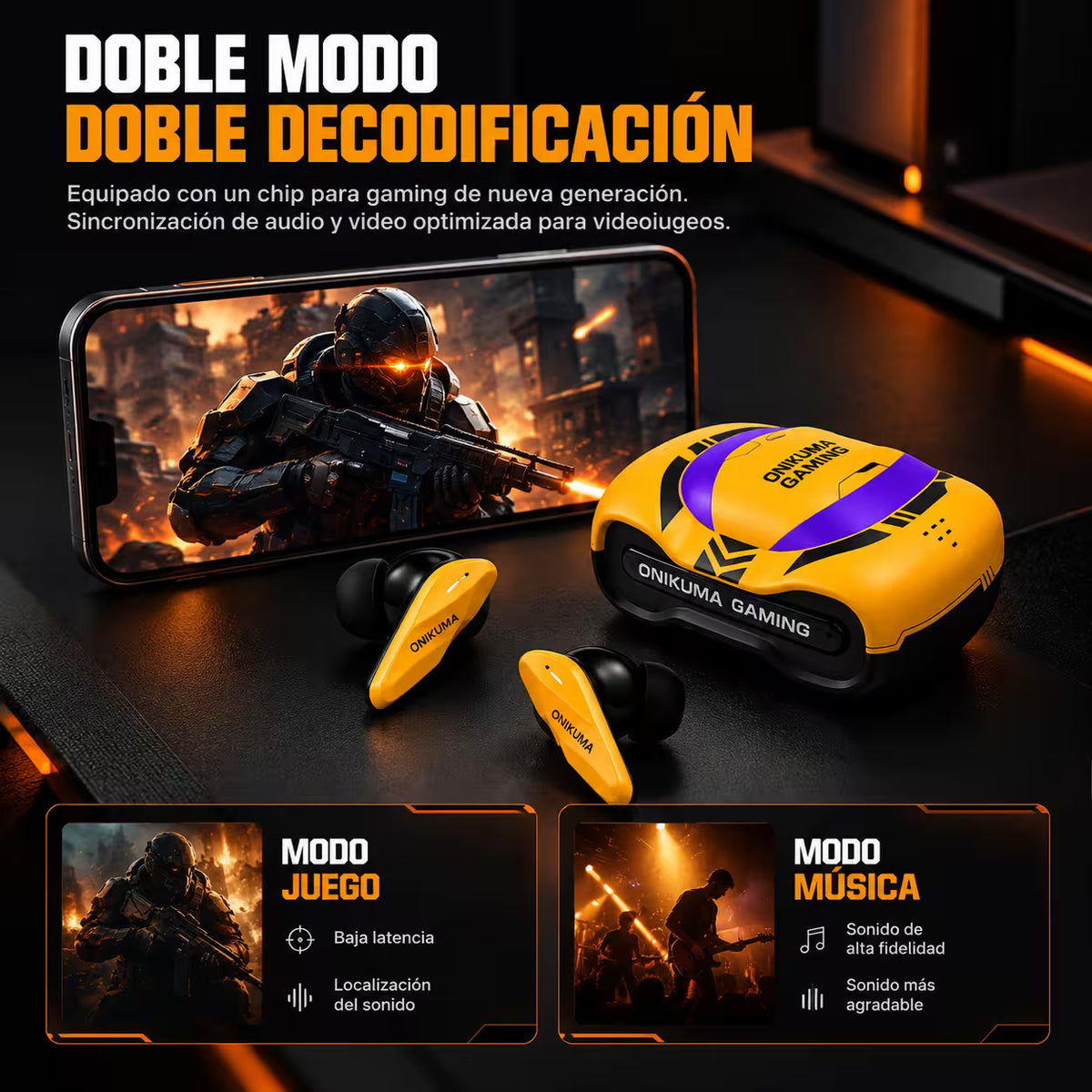 Audífonos Gamer ONIKUMA TX616 Bluetooth 5.4 + 2.4GHz con ENC y Estuche de Carga