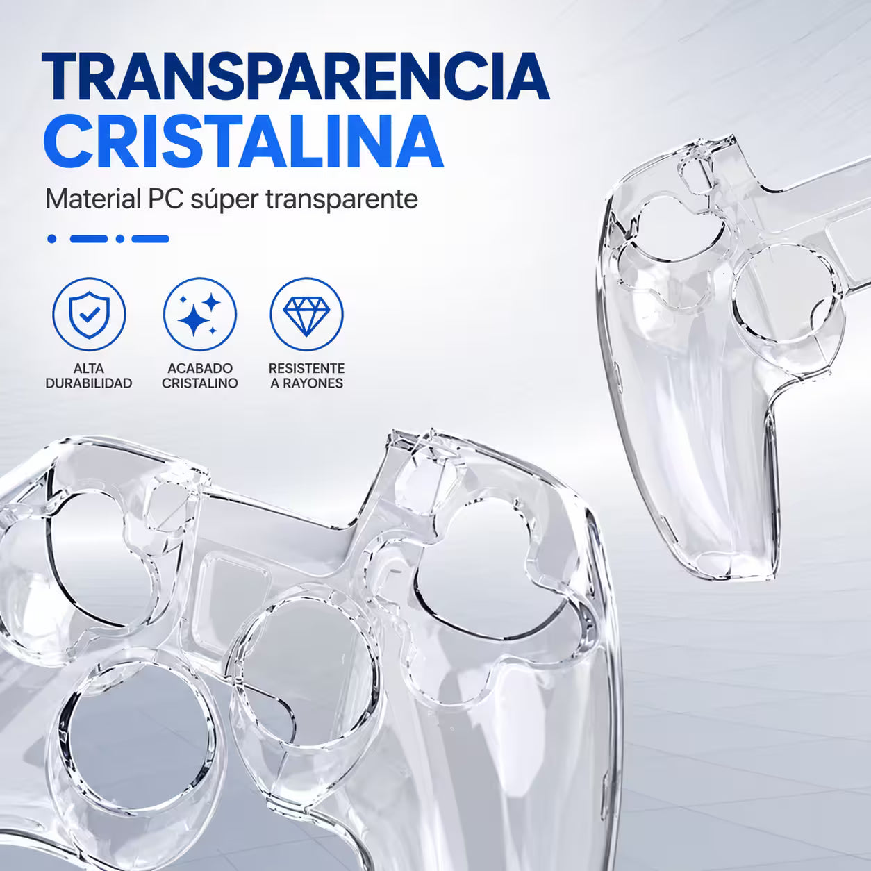 Carcasa Protectora Rígida Acrílico Control PS5 DualSense | Transparente Anti-Rañaduras