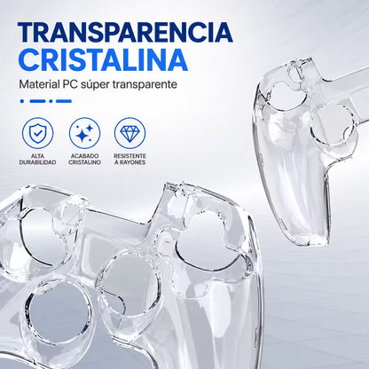 Carcasa Protectora Rígida Acrílico Control PS5 DualSense | Transparente Anti-Rañaduras
