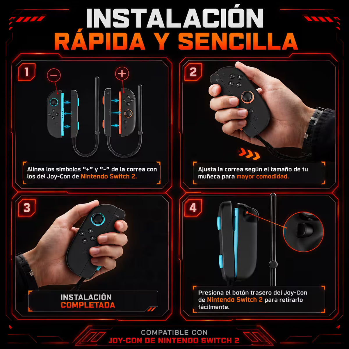 Par de Straps para Joy-Con Nintendo Switch 2 – Correas de Muñeca con Botones SL/SR