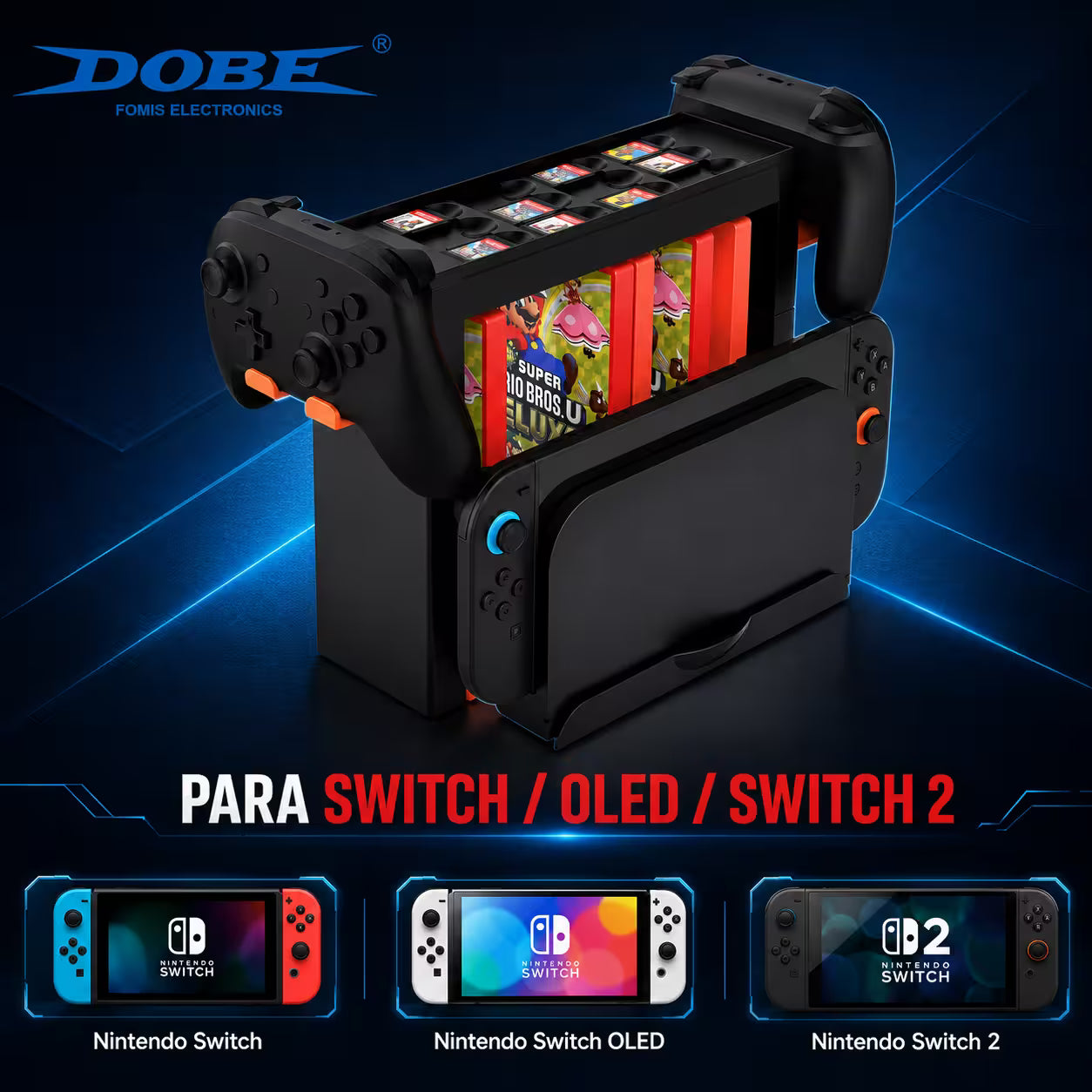 Base Vertical Organizadora DOBE para Nintendo Switch, OLED y 2 — Modelo TNS-19051