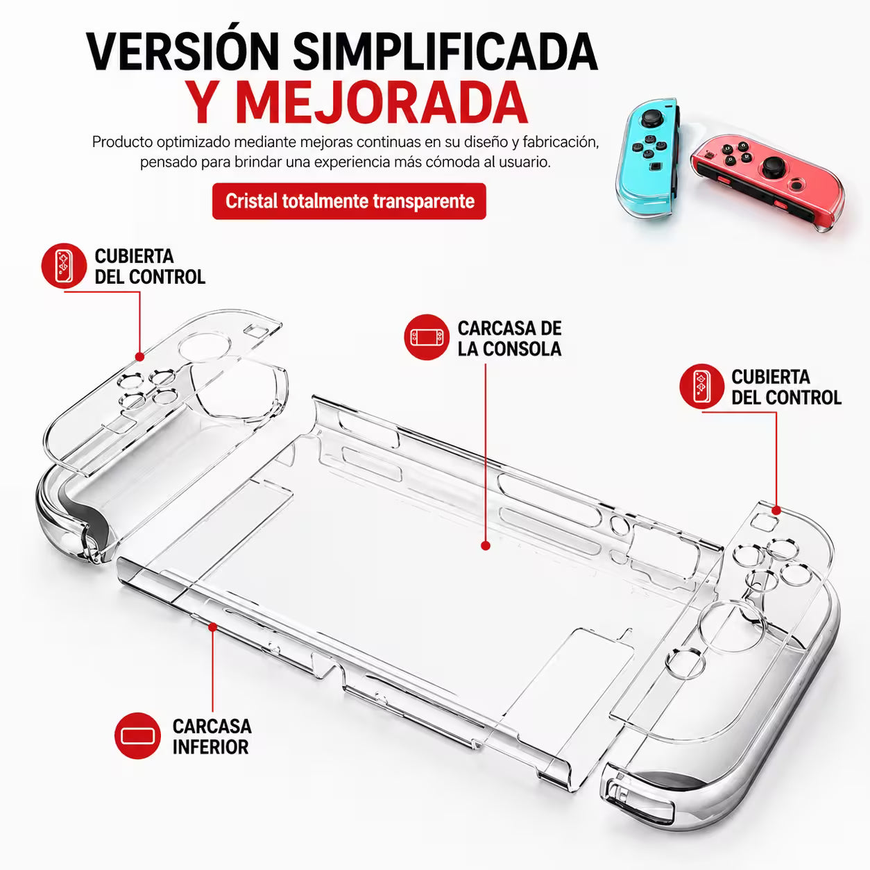 Funda Acrílica Transparente Nintendo Switch y Joy-Con – Protección PC Crystal