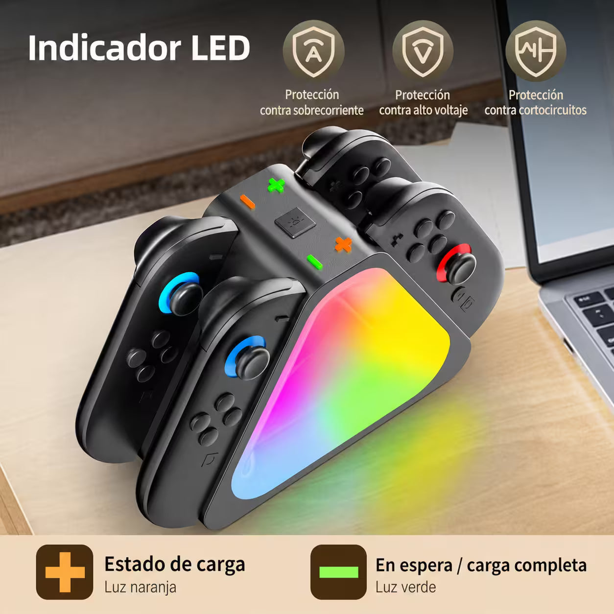 Base de Carga Joy-Con 4en1 RGB Nintendo Switch 2 – Charging Dock Triangular | USB-C
