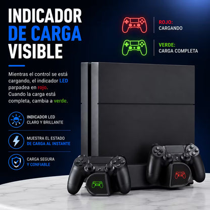 Base Cargadora y Refrigerante DOBE para PS4 | Ventilador + Carga Dual | PS4, Slim y Pro