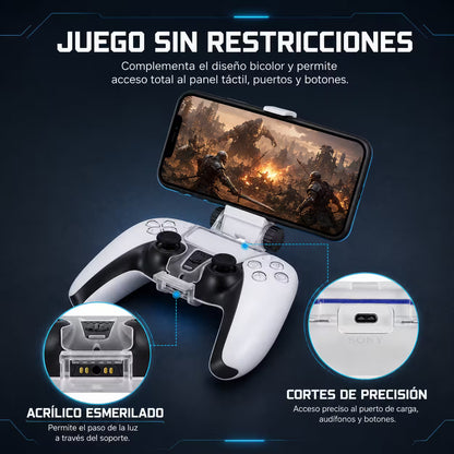 Pinza Soporte Smartphone DOBE PS5 DualSense - Clip Teléfono Móvil Hasta 8" Gaming