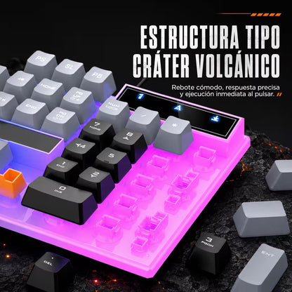 Combo Teclado y Mouse Gamer RGB AOAS A-1020 Negro USB – 104 Teclas con Ñ | DPI 800/1200/1600