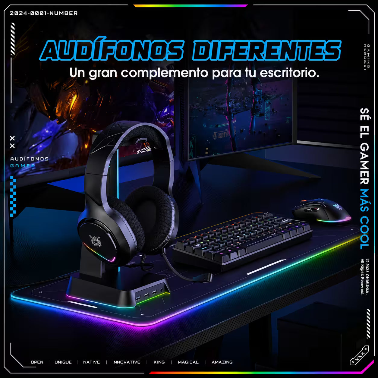 Diadema Gamer ONIKUMA X31 RGB Negra – Drivers 50mm | Mic Flexible 360° | Cable 2.1m