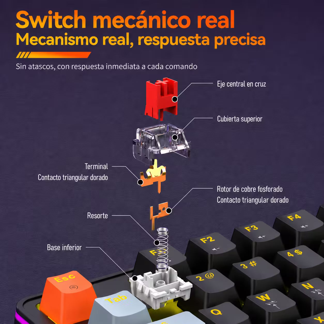Teclado Mecánico Weibo WB-666 Negro – Switches Red | 97 Teclas | Iluminación Dinámica | Cable