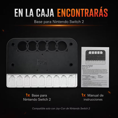 Base de Carga y Almacenamiento All-in-One Nintendo Switch 2 – RGB 7 Modos | 4 Joy-Con | 9 Tarjetas | USB