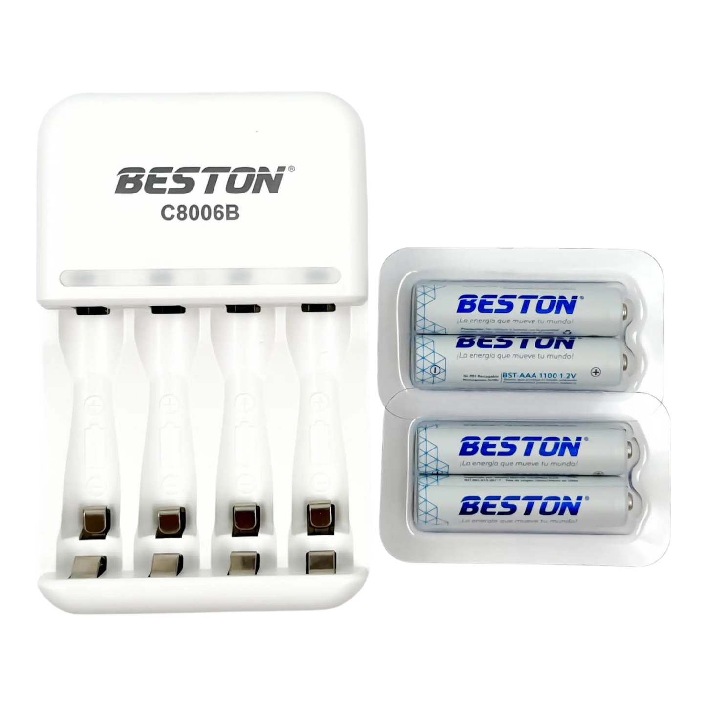 CARGADOR PILAS AAAx4 RANURAS (INCLUYE 4 PILAS RECARGABLES DE 1100mAh)