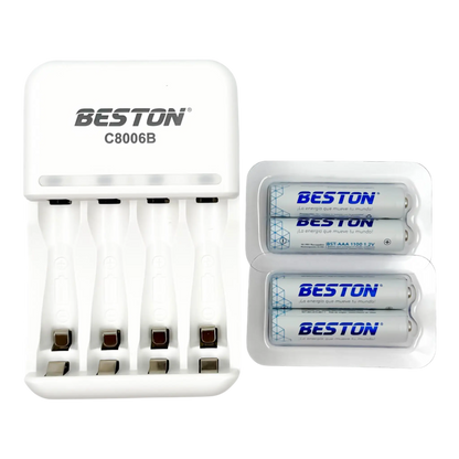 CARGADOR PILAS AAAx4 RANURAS (INCLUYE 4 PILAS RECARGABLES DE 1100mAh)